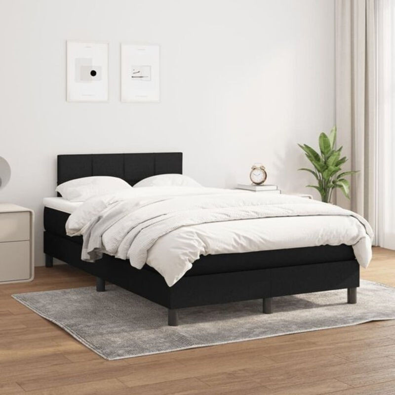 Vidaxl Boxspringbett mit Matratze in Schwarz aus Stoff, B/T/H: 120 x 200 x 78 cm - Bild 1