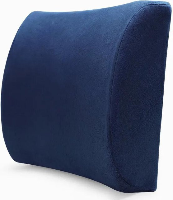Atmungsaktive Memory-Foam Lendenstütze aus Baumwolle für Büro und Auto, Blau, B/H: 32 x 30 cm - Bild 1
