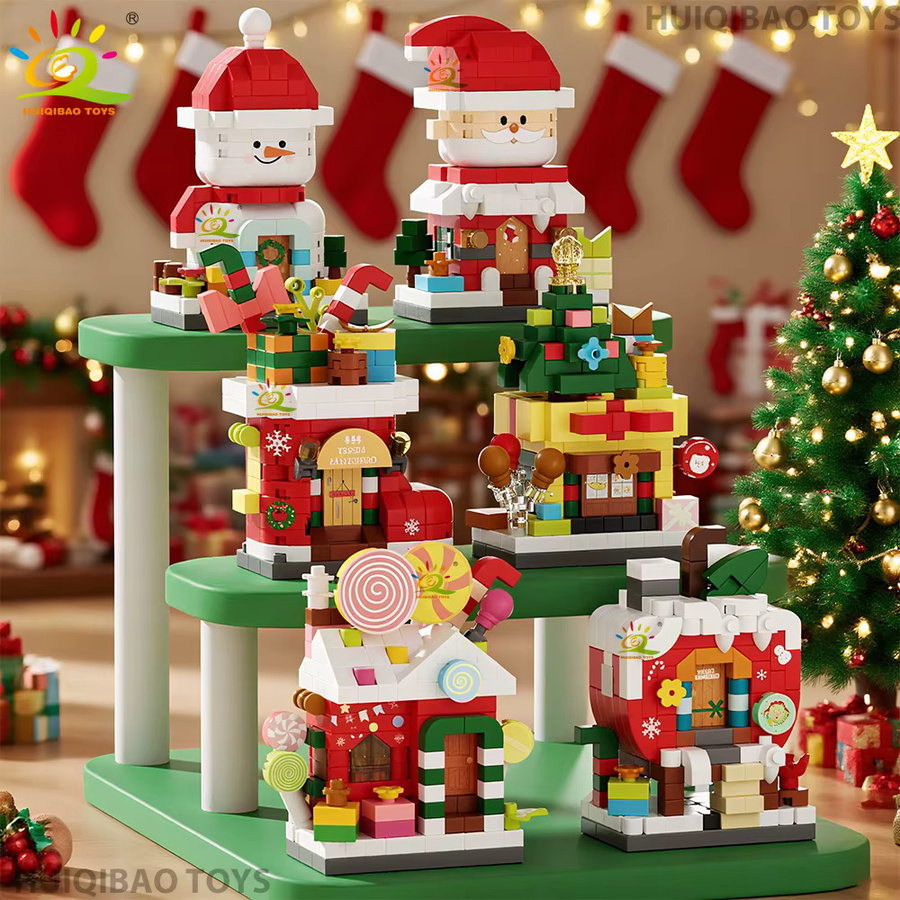 HUIQIBAO Weihnachten Dessert Haus Baum Santa Claus, Modell Baustein, DIY Ziegel Spielzeug - Bild 5