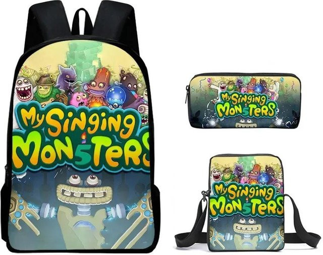 Singing Monsters Schulset mit Rucksack, Brotdose und Federmäppchen von Fancy Style Studio in Multicolour - Bild 1