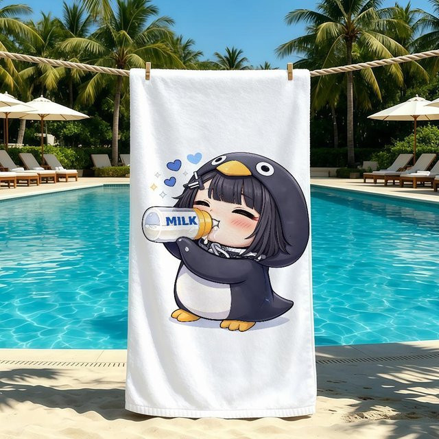 Gugu Gaga Cartoon-Handtuch aus Mikrofaser für Strand und Camping, schnelltrocknend und saugfähig, Farbe: Weiß, B/H: 40 x 70 cm - Bild 1