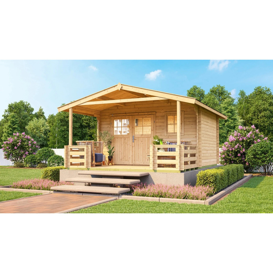 WEKA Gartenhaus 111 B Gr. 3 aus Fichtenholz mit Satteldach in Beige, B/H/T: 460 x 262 x 590 cm - Bild 2