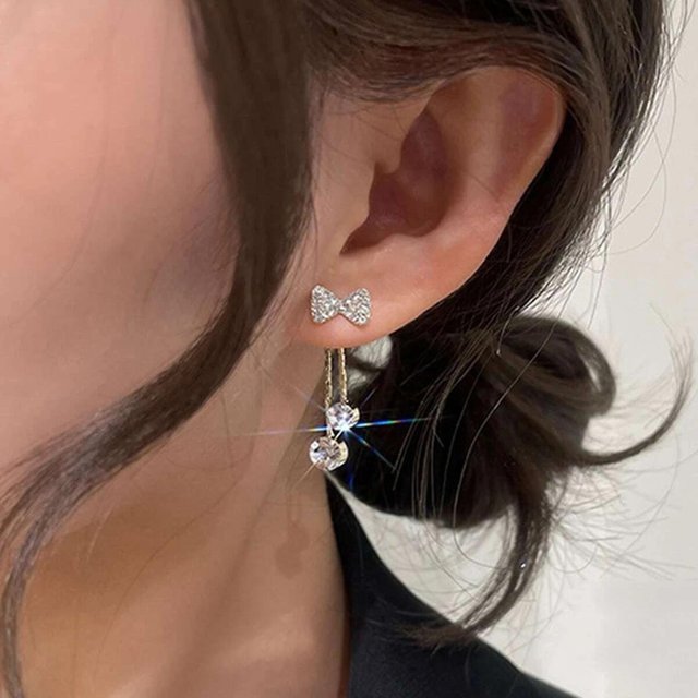 Ohrstecker mit Schmetterlingsfransen, Diamanten, Gold, Damen - Bild 1