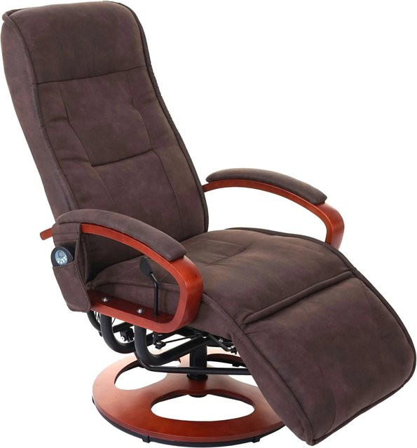 Berlinlodge Relaxliege Athene Massagesessel mit Massagefunktion in Braun aus Wildlederimitat, H 118 cm x B 69 cm x T 143 cm, Sitzhöhe: 49 cm - Bild 1