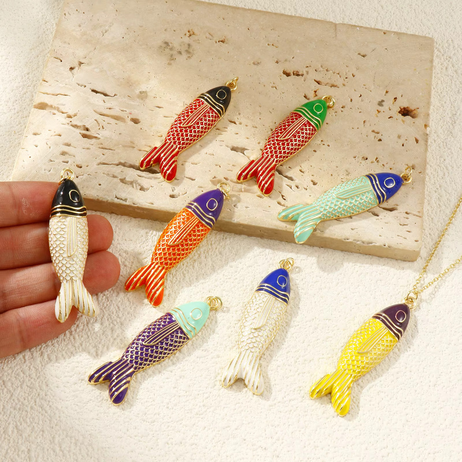 Doreen Box Fisch-Anhänger Messing, Gold, Unisex, 5,6x1,5cm - Bild 2