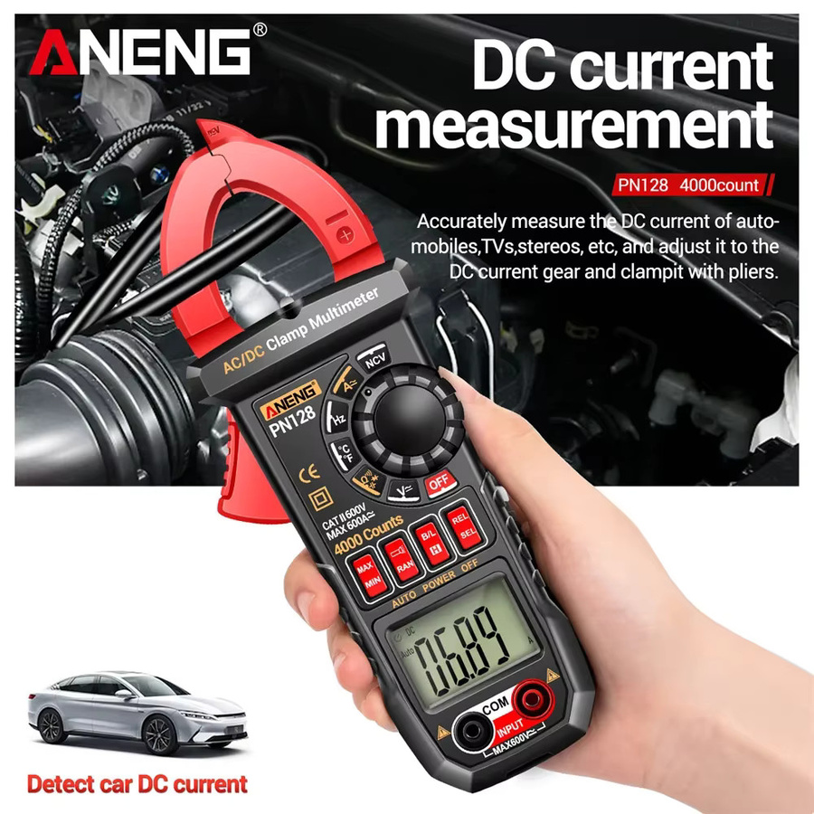 ANENG PN128 Digitales Zangenamperemeter True RMS mit NCV Funktion für AC/DC Strom und Spannung in Rot - Bild 3