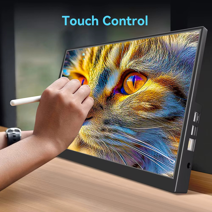 Pisichen 14 Zoll Touchscreen Monitor mit 1920x1200 Auflösung in Schwarz für Raspberry Pi 5 4 3 mit HDMI und USB Schnittstelle - Bild 5