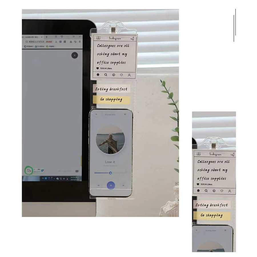 Transparentes Monitor-Memoboard aus Kunststoff mit Clip als praktische Nachrichtentafel für deinen Computer-Bildschirm - Bild 2