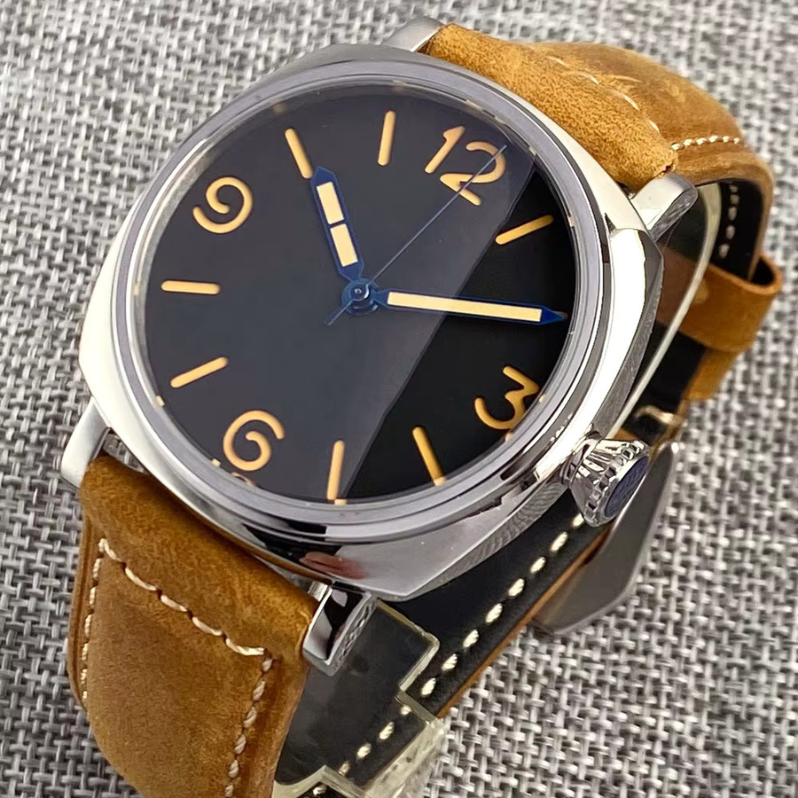 Tandorio Armbanduhr, Automatik, Edelstahl, Leder, Schwarz, Herren - Bild 1