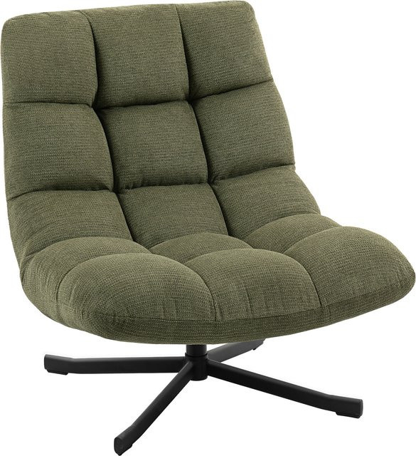 HOMCOM Drehbarer Loungesessel mit breiter Sitzfläche in Grün, gepolsterter Relaxsessel mit wasserabweisender Chenille-Optik und Stahlbeinen für Wohnzimmer und Schlafzimmer - Bild 1