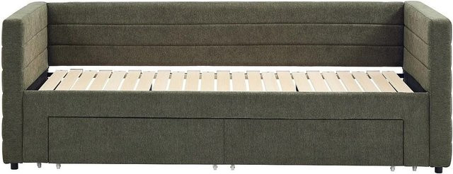 Vente-unique Sofabett Camity in Grün mit Schlaffunktion und Armlehnen, Breite: 223 cm - Bild 1
