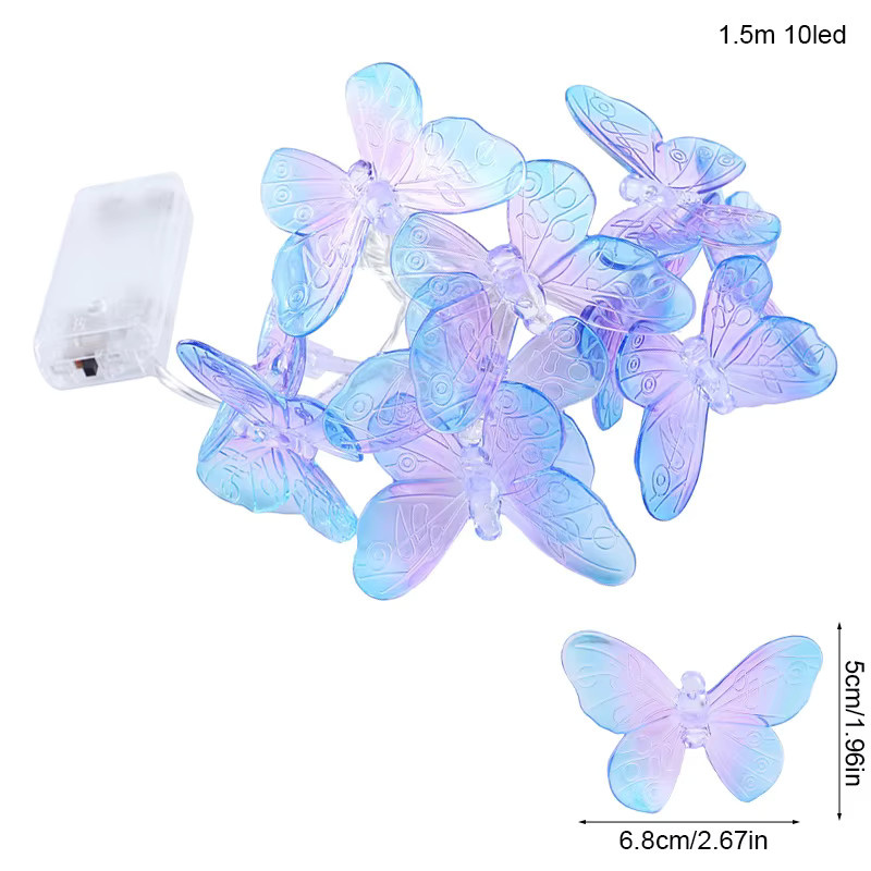 ZQNYCY LED Schmetterling Lichterkette mit 10 LEDs, 1,5 m Länge für Dekorationen zu Geburtstag, Hochzeit oder Weihnachten - Bild 3