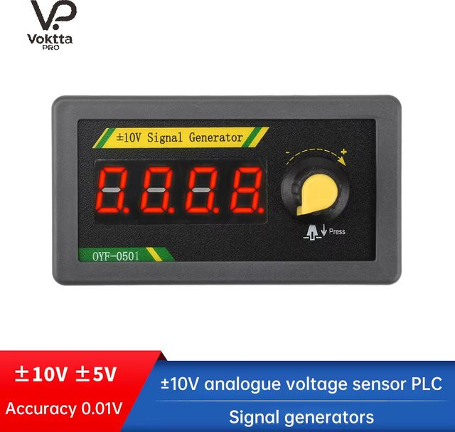 Voktta Digitalanzeige Spannungsquelle und Analoger Signalgenerator DC7-28V mit SPS DAC Ausgang, einstellbar ± 10 V + 5 V/0-10 V, Schwarz - Bild 1