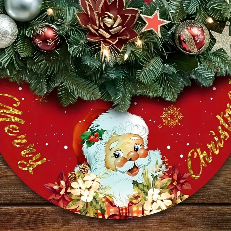 VIKAMA Weihnachtsbaumrock mit traditionellem Weihnachtsmann-Print in Rot und Schleifen-Design - Bild 2