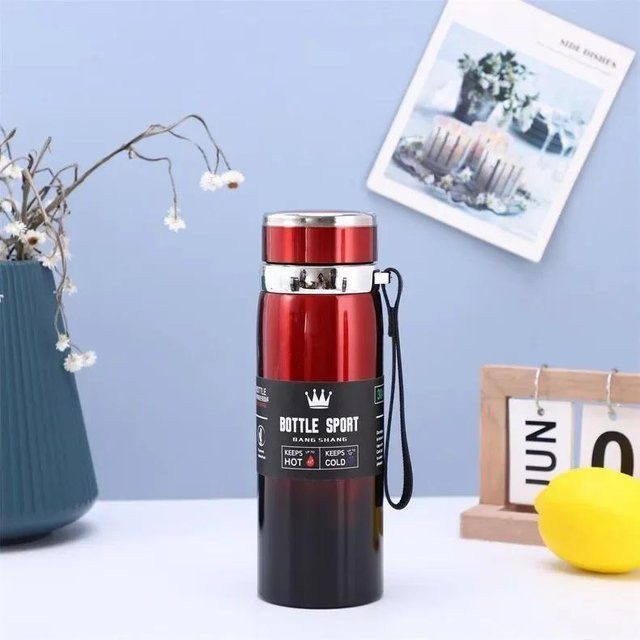 Isolierflasche aus Edelstahl für Wasser, Tee und Kaffee, rot, 1 l - Bild 1