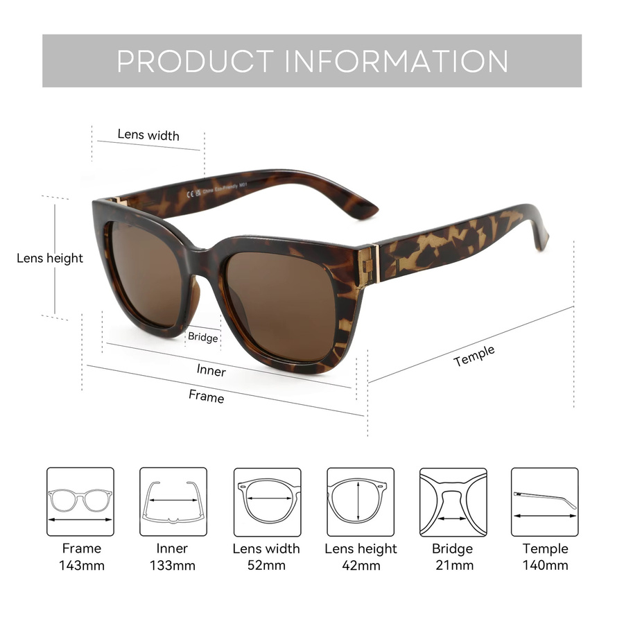 ZENOTTIC Sonnenbrille Square, Vollrand, Kunststoff, braun, Damen - Bild 4