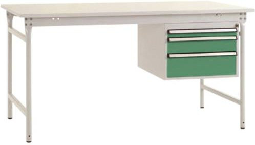 Manuflex BB5271.6011 Komplett-Beistelltisch BASIS stationär mit Melamin-Platte und Stahl-Unterbau in Grün-Weiß, B/T/H: 125,0 x 80,0 x 78,0 cm - Bild 1