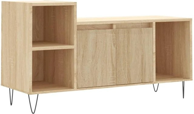 vidaXL TV-Schrank in Sonoma-Eiche und Beige aus Holzwerkstoff und Metall, B/T/H: 100 x 35 x 55 cm - Bild 1
