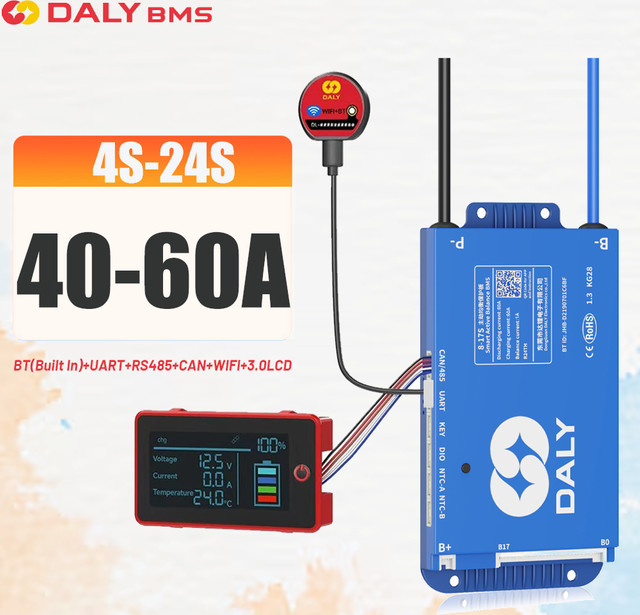 DALY Smart BMS Batteriemanagementsystem mit Bluetooth und WiFi für LiFePO4 Li-Ionen LTO in Blau - Bild 1