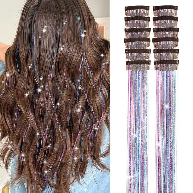 Refeeny Clip-in-Haar-Lametta-Erweiterungen, synthetisch, 20 Zoll, Frauen, Mädchen, Kinder - Bild 1