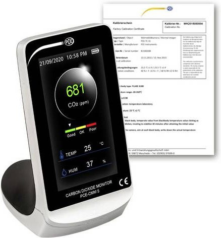 PCE Instruments PCE-CMM 5-ICA CO2 Messgerät mit Datenloggerfunktion und Temperaturmessung, Farbe: Silber, Messbereich: 400 - 5000 ppm, ISO kalibriert - Bild 1