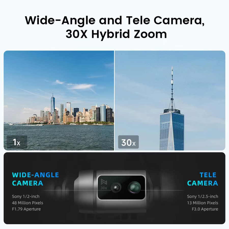 FIMI X8 Tele Max Drohne mit RokLink 5.0 Digitalem Videoübertragungssystem und 1/2-Zoll CMOS Weitwinkel-Telekamera in Weiß - Bild 2