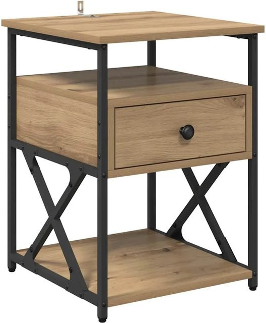 vidaXL Nachttisch Artisan-Eiche in Braun und Schwarz, Modernes Design aus Holzwerkstoff, B/T/H: 40 x 42 x 55 cm - Bild 1