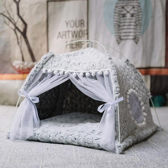 XIAOLANG Prinzessinnen-Katzenbett The General Tipi, gemütliche Hängematte und faltbares Katzenzelt mit Kissen, B/T/H: 52 x 52 x 40 cm - Bild 1