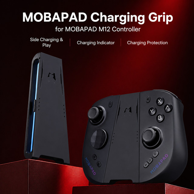 MOBAPAD Ladestation für M12 HD und S Joypads mit USB-C Anschluss in Schwarz und Grau - Bild 1