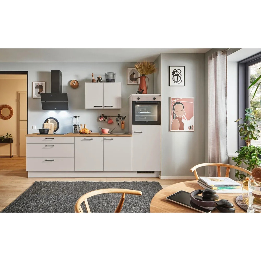 pino Küchenzeile Kaschmirgrau mit 1 Geräteschrank, Breite: 250 cm, Tiefe: 60 cm, Höhe: 174 cm - Bild 2