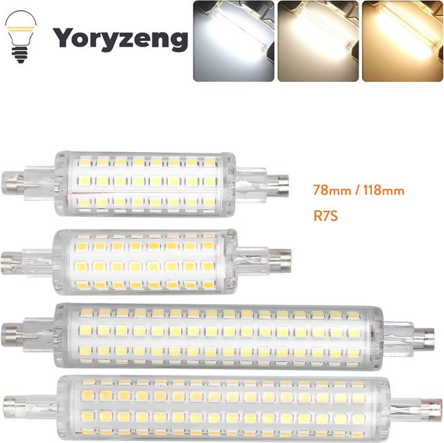 YORYZENG R7S LED Flutlichtlampe 12W, transparent, Ersatz für 60W Halogen, 78mm Durchmesser, 118mm Länge - Bild 1