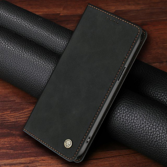 Realme GT 7T GT 7 Pro 5G Flip Cover Leder Hülle mit Anti-Diebstahl-Bürsten-Design in Schwarz und Gelb - Bild 1