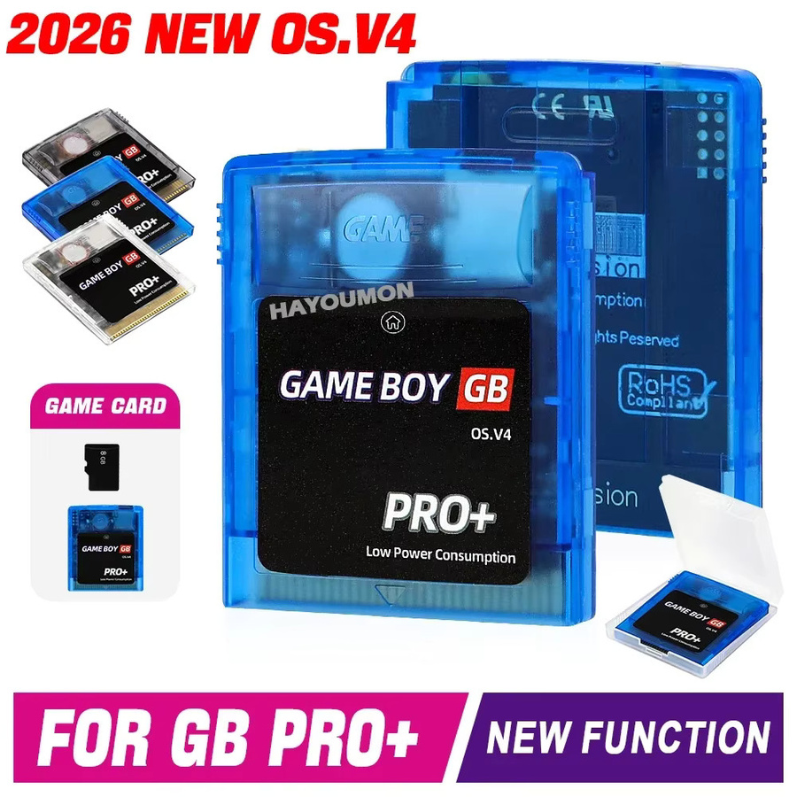 HeroAngel GB PRO+ Spielkarte OS.V4 mit 2000 in 1 Spielen für GB, GBC und GBA Konsolen, 8GB MicroSD Speicherkarte in Blau Transparent - Bild 2