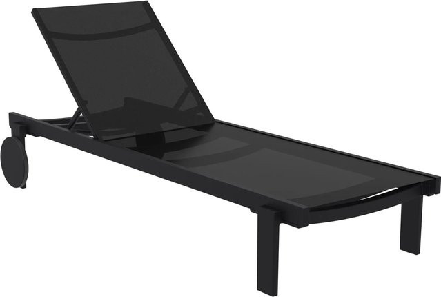 DELUKE Sonnenliege RUNE klappbar aus Aluminium in Schwarz mit Rollen und Textilene-Gewebe, B/T/H: 74 x 190 x 31 cm - Bild 1