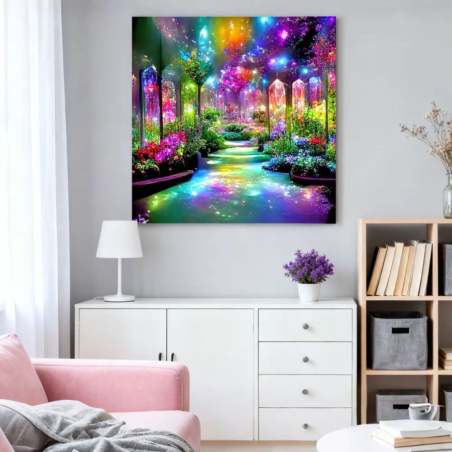 HUACAN 5D Diamantgemälde Fantasy-Landschaft mit Baum als Mosaik-Kreuzstich in Multicolor, B/H: 20 x 20 cm - Bild 3