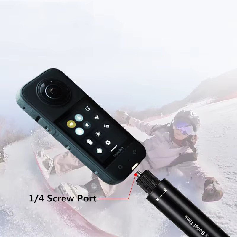 SZKOSTON Unsichtbarer Verlängerter Selfie-Stick und Einbeinstativ aus Metall in Schwarz für Insta360 X3 X4 X5 sowie GoPro und DJI Action 5 4 Zubehör - Bild 4