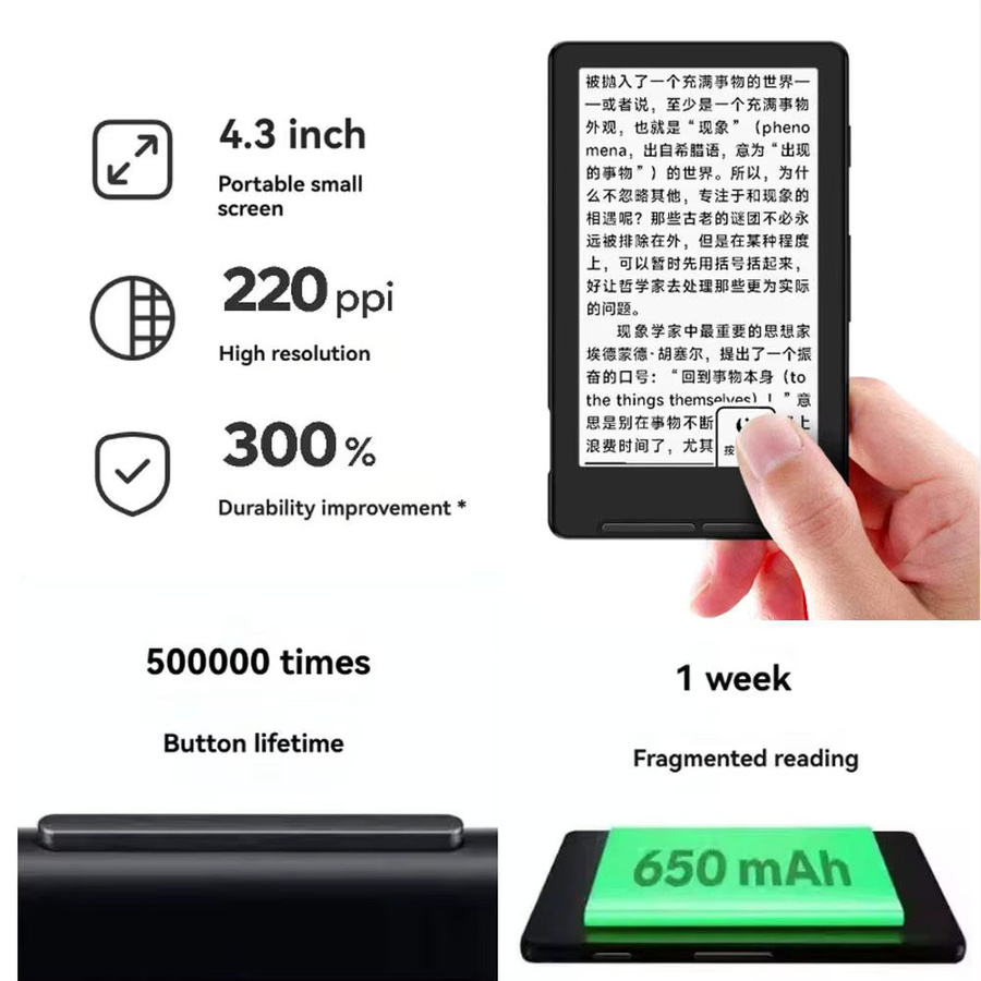 XTEINK X4 Ultra-Slim E-Reader mit 4,3-Zoll-Tintenbildschirm und magnetischem Design in Schwarz - Bild 3