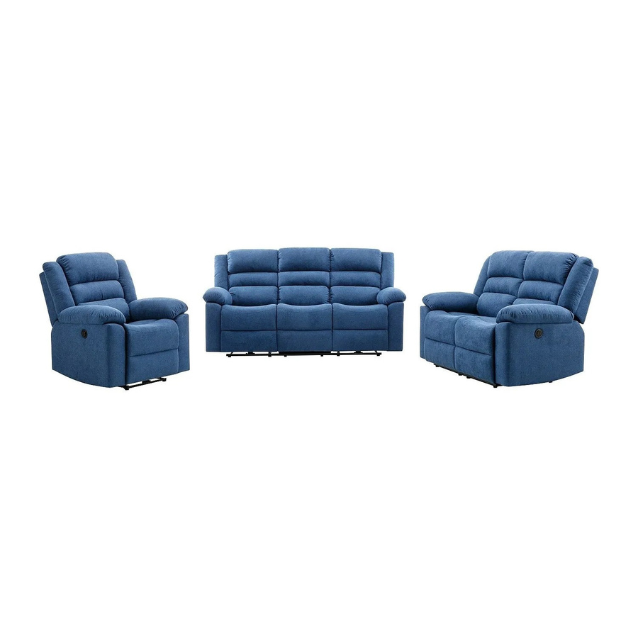 Vente-unique Couchgarnitur Burolo in Blau bestehend aus 3-Sitzer-Sofa, 2-Sitzer-Sofa und Sessel B/T/H: 199 x 144 x 92 cm - Bild 2