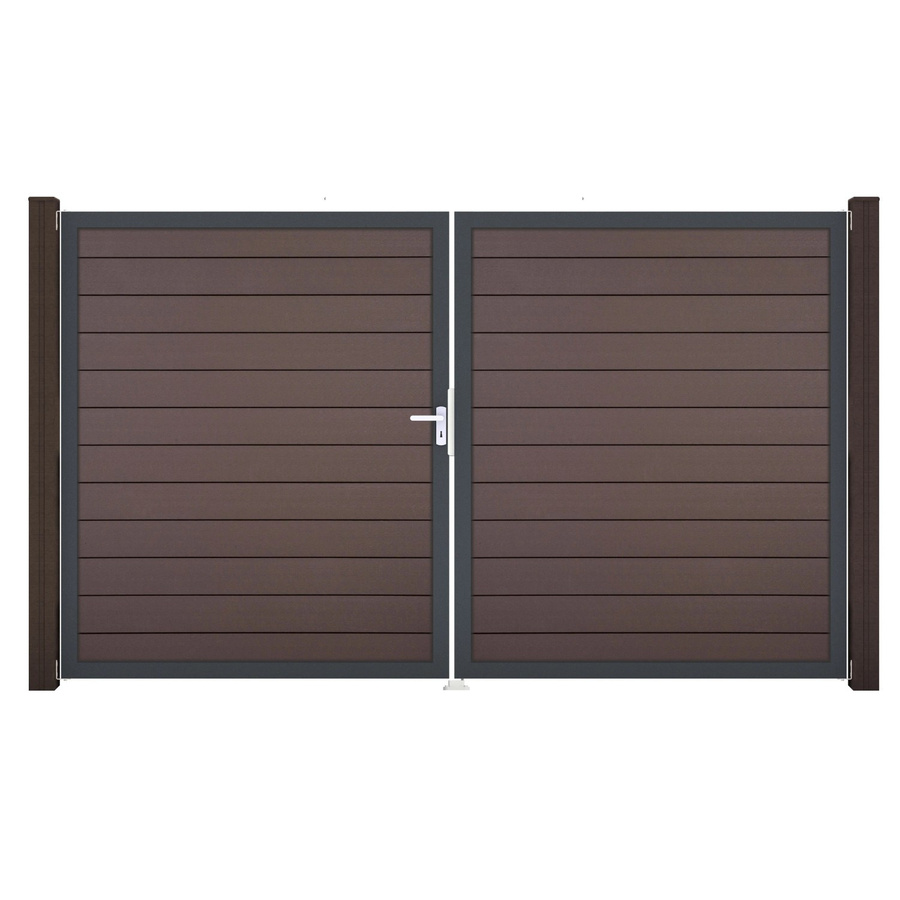 GroJa Solid Steckzaun Tor Doppelflügel DIN Links DB Terra in Braun aus Aluminium und BPC - Bild 2