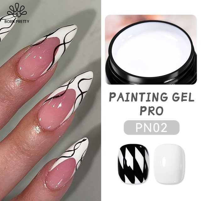 BORN PRETTY Malgel Weiß-Schwarz, 5 ml, Glänzend - Bild 1