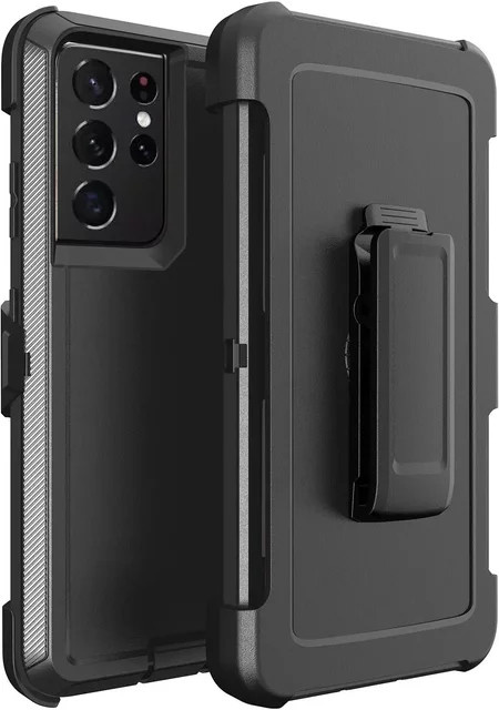 3in1 Rugged Armor PC-Schutzhülle mit Clip-Box-Abdeckung für Samsung Galaxy S25 S24 S23 S22 S21 S20 Ultra Plus FE Note 20 10 9 8 in Schwarz - Bild 1
