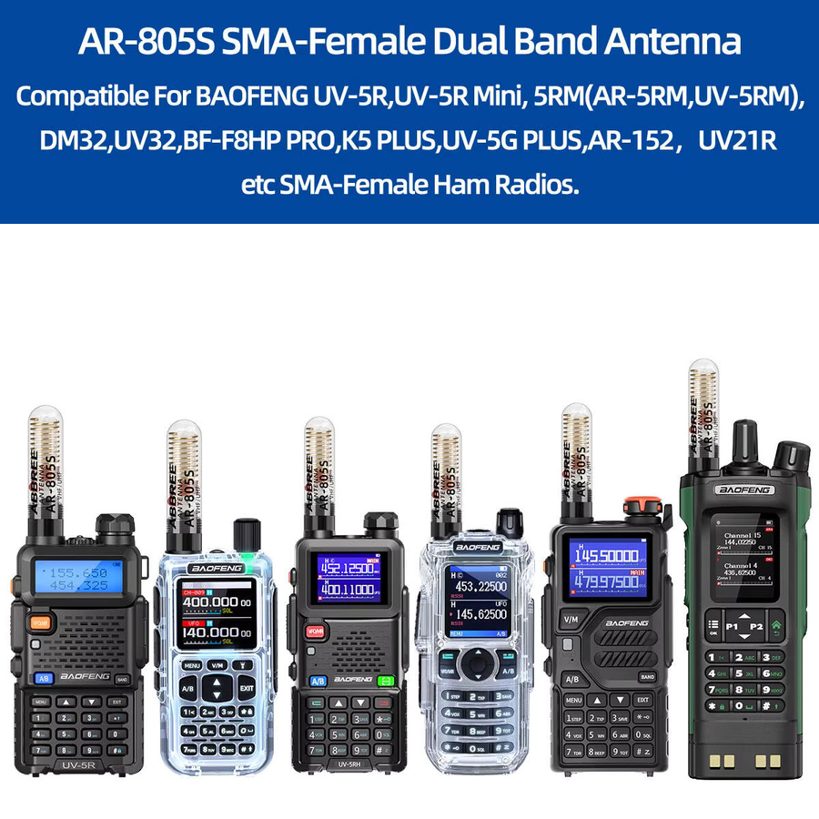 ABBREE AR-805S Mini Walkie-Talkie-Antenne mit SMA-Buchse, Dual-Band High-Gain Antenne in Schwarz für Baofeng UV-5R, Mini UV-21 PRO und BF-888S Ham Radio - Bild 3