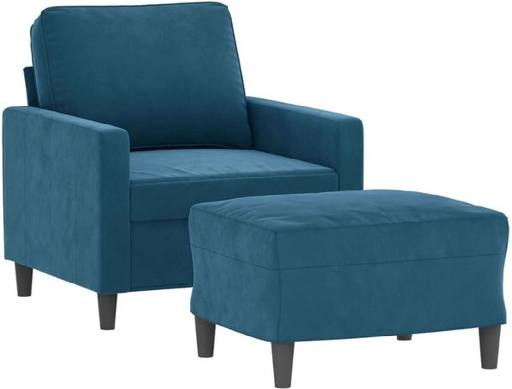 Modernes vidaxl Relaxsessel Set mit Hocker aus Samt und Metall in Blau - Bild 1