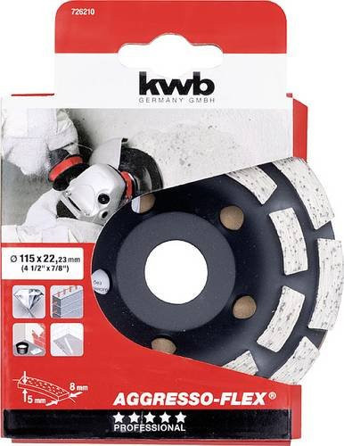 kwb Diamant-Schleifteller Aggreso-Flex für Beton, Fliesen und Stein, Farbe: Grau, Durchmesser: 11,5 cm, Breite: 2,22 cm - Bild 2