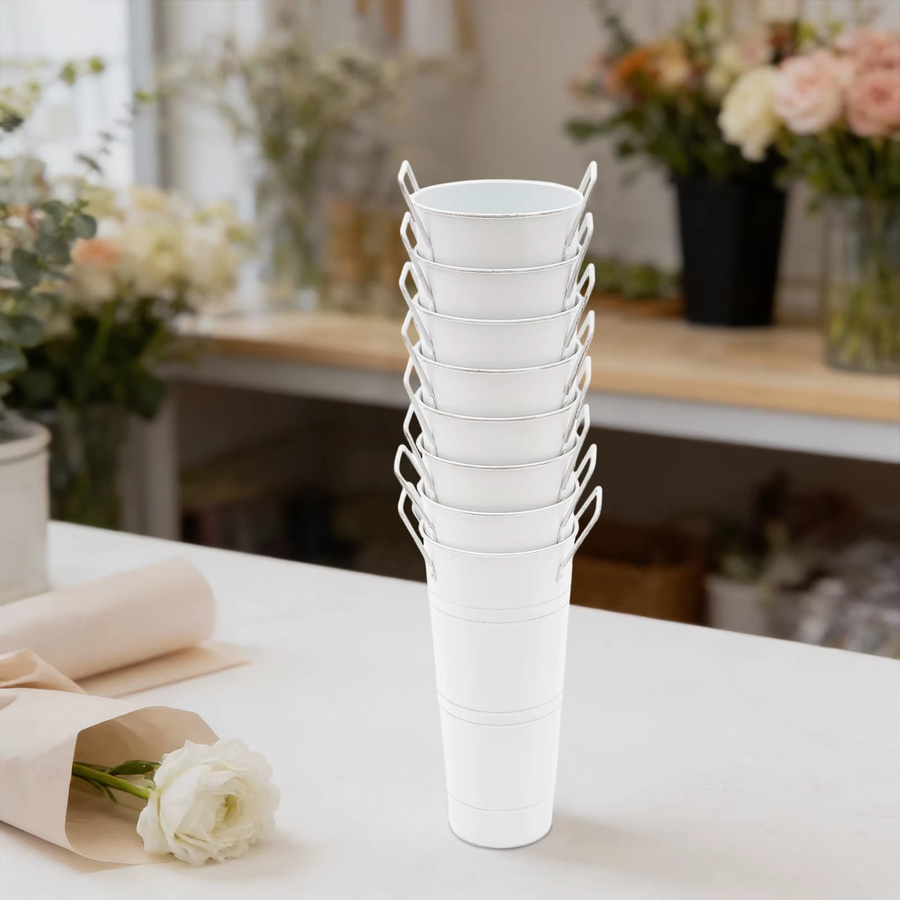 8 Stück zylindrische Blumenvasen von Bymaocar aus Metall in Weiß für Blumenarrangements und Pflanzen - Bild 2
