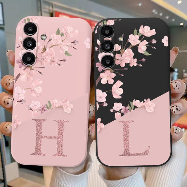 Brief-Blumen-Handyhülle für Samsung Galaxy A34 5G in Schwarz mit stoßfester TPU-Stoßstange und weicher Silikon-Rückseite - Bild 1