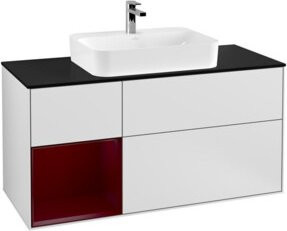 V&B Waschtischunterschrank Finion in Weiß lackiert mit Regal links, Breite: 120 cm, Tiefe: 50,1 cm, Höhe: 50,1 cm - Bild 1