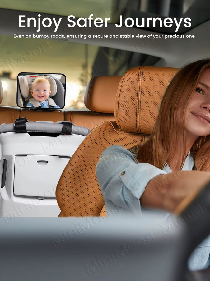momo&dudu Universal Baby-Autospiegel Set in Grau und Transparent, bruchsichere Weitwinkel-Kopfstützenhalterung für eine klare Rückansicht - Bild 4