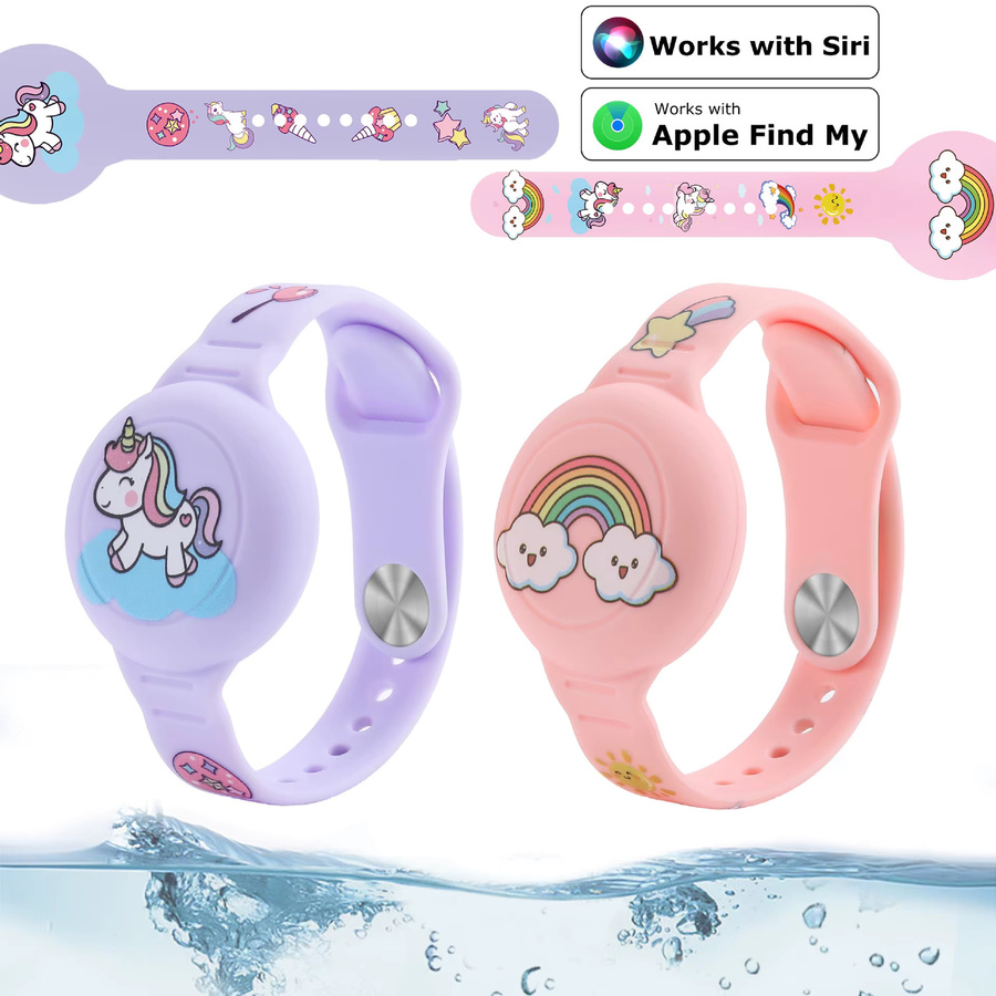 Wasserdichtes Silikon-Kinderarmband als Anti-Verlust-Halterung kompatibel mit Apple AirTag in Multicolor - Bild 2