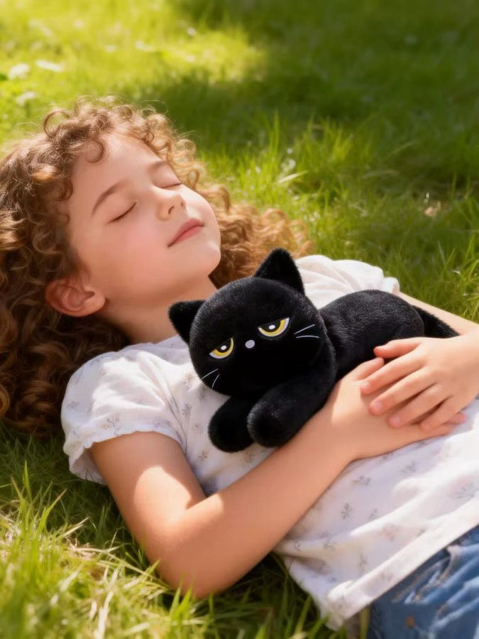BOOKFONG Schwarzes Katzen-Plüschtier, Schwarz, Round - Bild 7